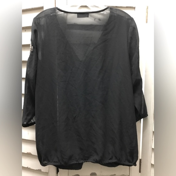 Beaded sheer black blouse by MBLM size lL - Picture 3 of 3